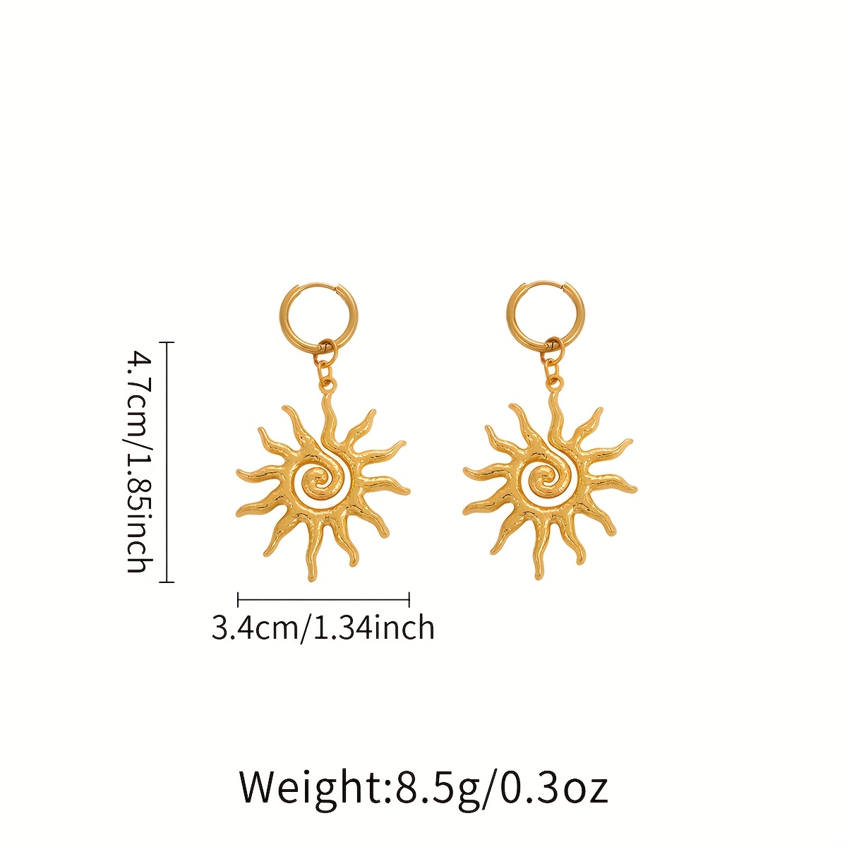 Sun-Shaped Stainless Steel Earrings — Vintage Style Gift